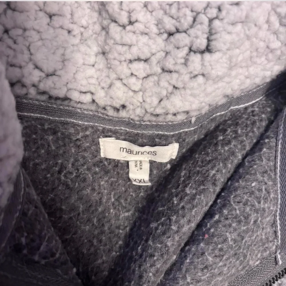 Maurices Women’s  Sherpa Hoodie - Gray and White - Picture 3 of 5
